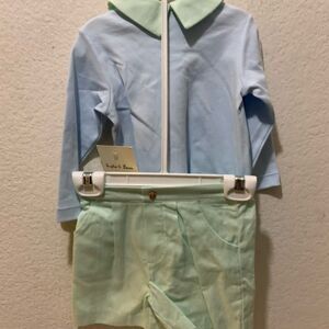 Sophie and Lucas two piece set  Light Blue and green NWT